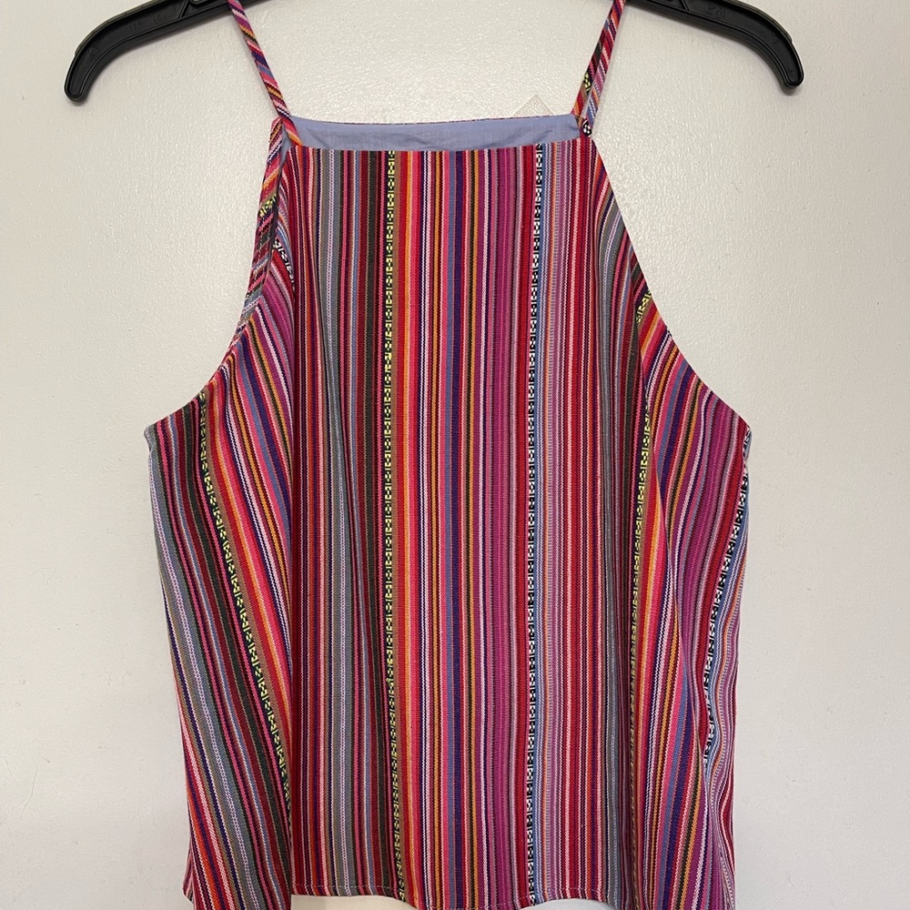 Cropped CROSBY top, bright colored woven fabric